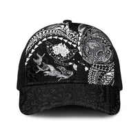 Hawaiian Manta Ray Tribal Baseball Net Cap Polynesian Art Motifs Black Color LT03 One Size Black Black - Polynesian Pride