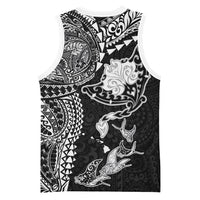 Hawaiian Manta Ray Tribal Basketball Jersey Polynesian Art Motifs Black Color LT03 - Polynesian Pride