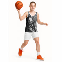 Hawaiian Manta Ray Tribal Basketball Jersey Polynesian Art Motifs Black Color LT03 - Polynesian Pride