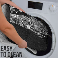 Hawaiian Manta Ray Tribal Bathroom Set Polynesian Art Motifs Black Color