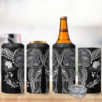 Hawaiian Manta Ray Tribal 4 in 1 Can Cooler Tumbler Polynesian Art Motifs Black Color LT03 - Polynesian Pride