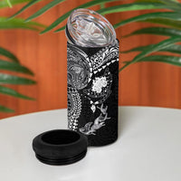 Hawaiian Manta Ray Tribal 4 in 1 Can Cooler Tumbler Polynesian Art Motifs Black Color LT03 - Polynesian Pride