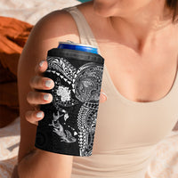 Hawaiian Manta Ray Tribal 4 in 1 Can Cooler Tumbler Polynesian Art Motifs Black Color LT03 - Polynesian Pride