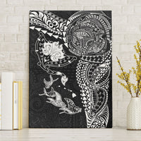 Hawaiian Manta Ray Tribal Canvas Wall Art Polynesian Art Motifs Black Color