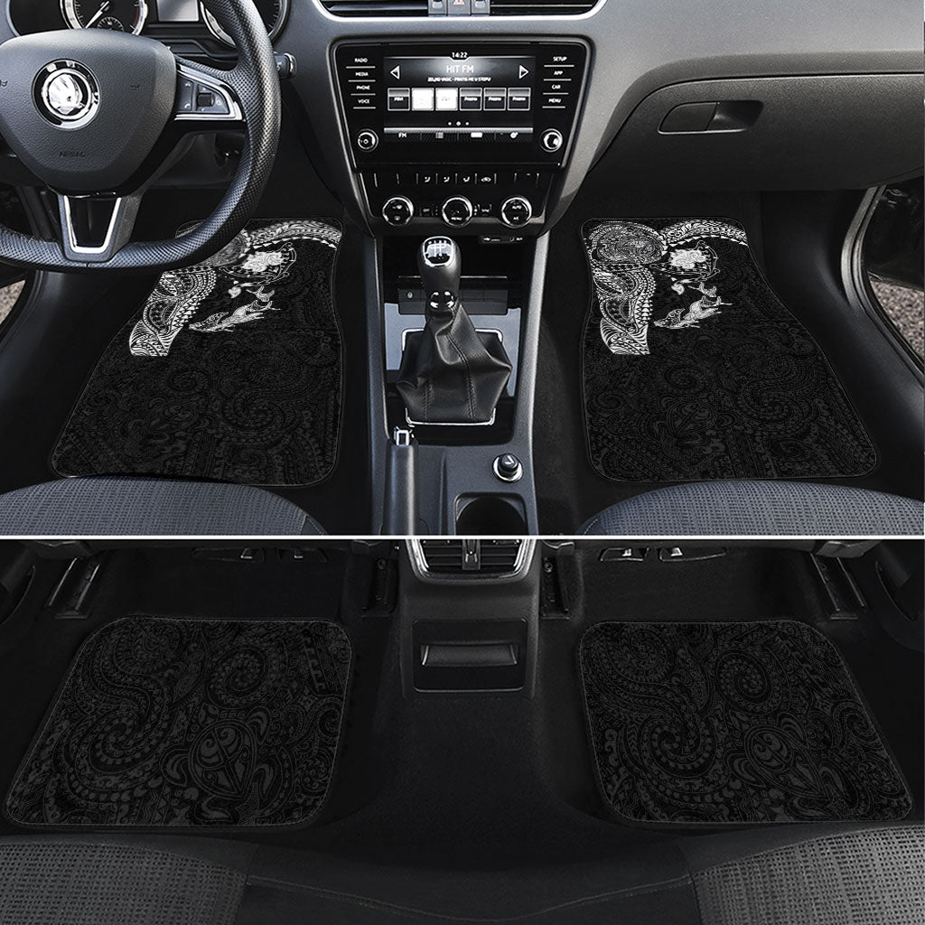 Hawaiian Manta Ray Tribal Car Mats Polynesian Art Motifs Black Color LT03 Set 4pcs Black - Polynesian Pride