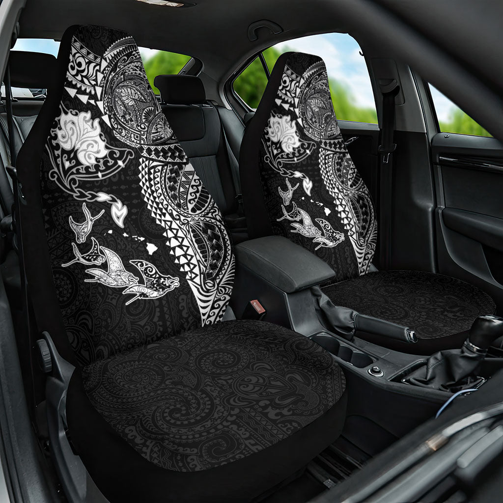 Hawaiian Manta Ray Tribal Car Seat Cover Polynesian Art Motifs Black Color LT03 One Size Black - Polynesian Pride