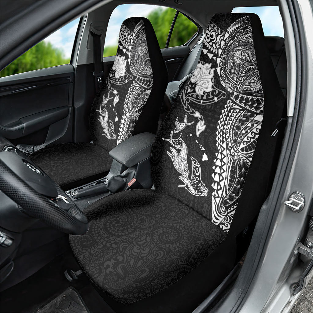 Hawaiian Manta Ray Tribal Car Seat Cover Polynesian Art Motifs Black Color LT03 - Polynesian Pride