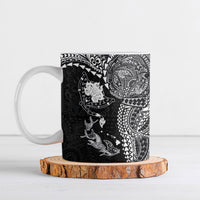 Hawaiian Manta Ray Tribal Ceramic Mug Polynesian Art Motifs Black Color