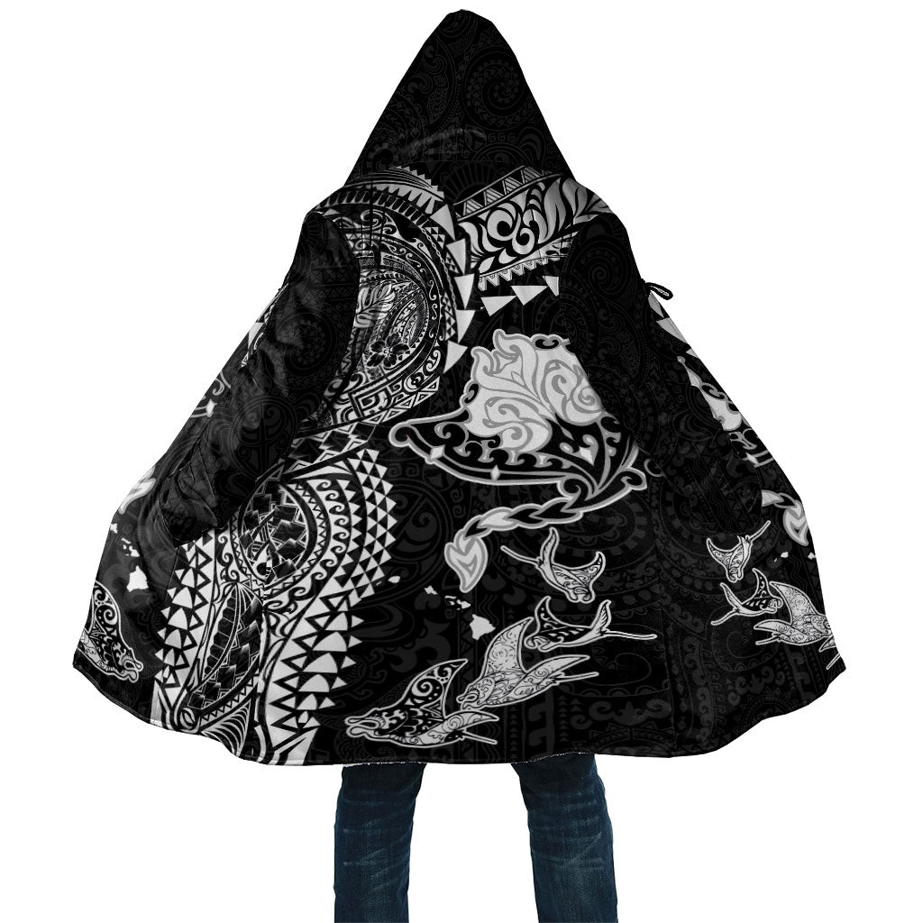 Hawaiian Manta Ray Tribal Cloak Polynesian Art Motifs Black Color LT03 Unisex Black - Polynesian Pride