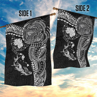 Hawaiian Manta Ray Tribal Garden Flag Polynesian Art Motifs Black Color LT03 - Polynesian Pride