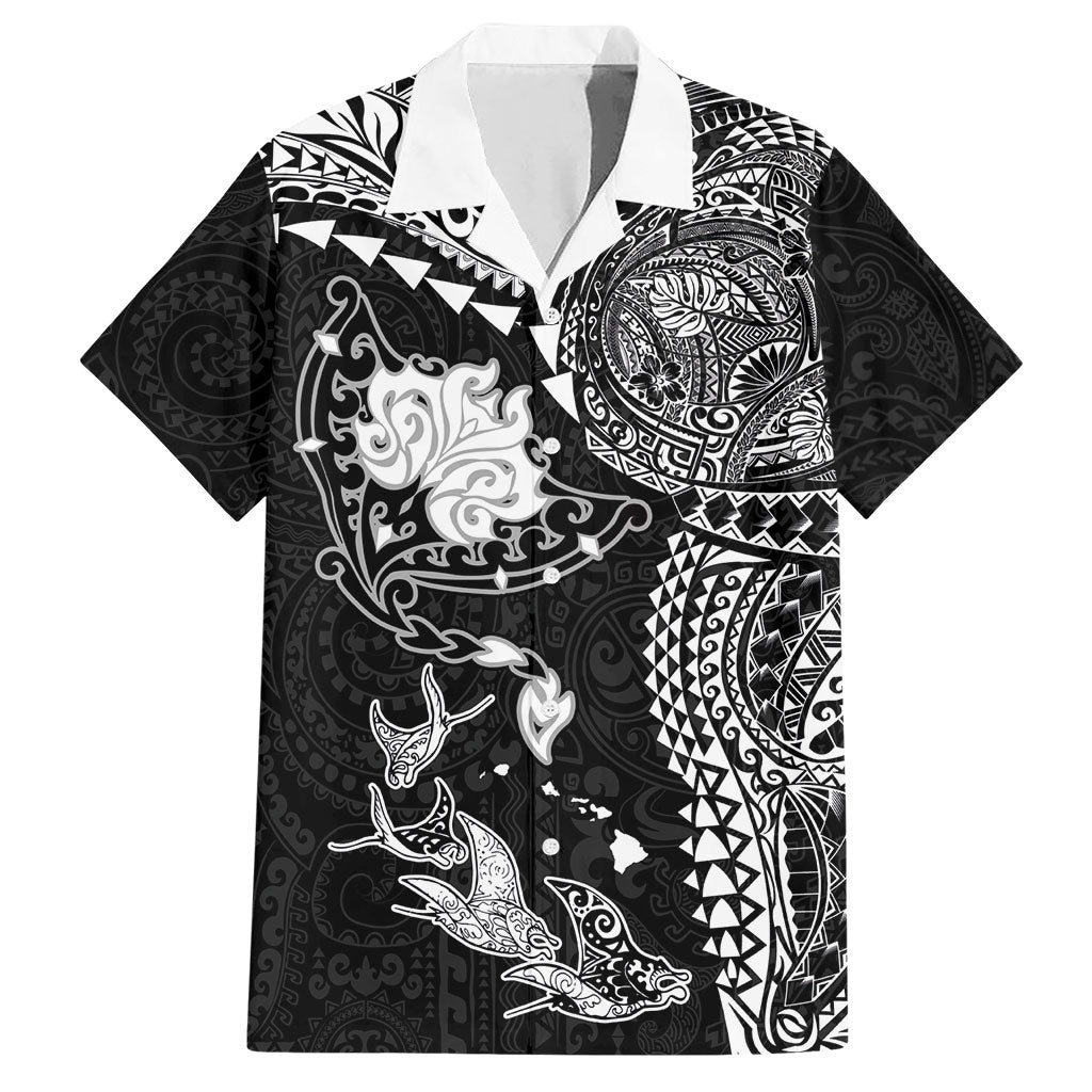 Hawaiian Manta Ray Tribal Hawaiian Shirt Polynesian Art Motifs Black Color LT03 Black - Polynesian Pride