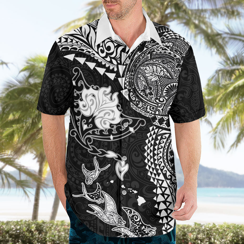 Hawaiian Manta Ray Tribal Hawaiian Shirt Polynesian Art Motifs Black Color LT03 - Polynesian Pride