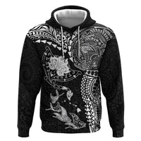 Hawaiian Manta Ray Tribal Hoodie Polynesian Art Motifs Black Color LT03 Pullover Hoodie Black - Polynesian Pride