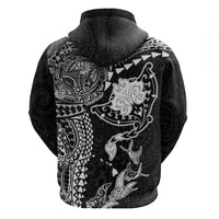 Hawaiian Manta Ray Tribal Hoodie Polynesian Art Motifs Black Color LT03 - Polynesian Pride