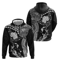 Hawaiian Manta Ray Tribal Hoodie Polynesian Art Motifs Black Color LT03 - Polynesian Pride
