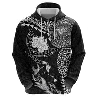 Hawaiian Manta Ray Tribal Hoodie Polynesian Art Motifs Black Color LT03 - Polynesian Pride
