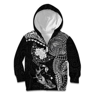 Hawaiian Manta Ray Tribal Kid Hoodie Polynesian Art Motifs Black Color LT03 Zip Hoodie Black - Polynesian Pride