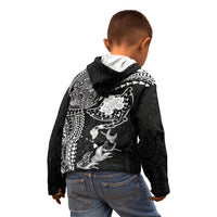 Hawaiian Manta Ray Tribal Kid Hoodie Polynesian Art Motifs Black Color LT03 - Polynesian Pride