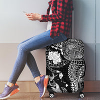 Hawaiian Manta Ray Tribal Luggage Cover Polynesian Art Motifs Black Color LT03 - Polynesian Pride