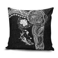 Hawaiian Manta Ray Tribal Pillow Cover Polynesian Art Motifs Black Color LT03 Black - Polynesian Pride