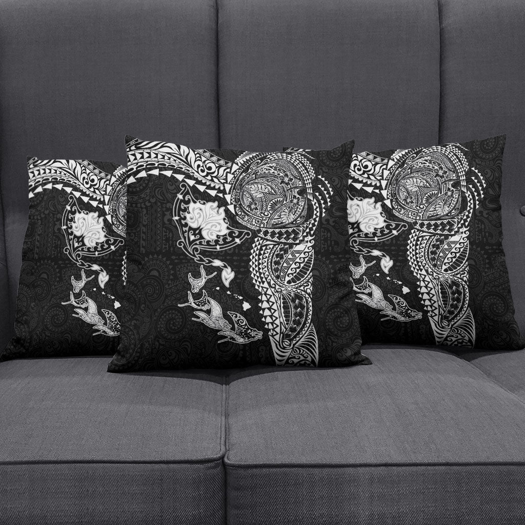 Hawaiian Manta Ray Tribal Pillow Cover Polynesian Art Motifs Black Color LT03 - Polynesian Pride