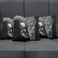 Hawaiian Manta Ray Tribal Pillow Cover Polynesian Art Motifs Black Color LT03 - Polynesian Pride