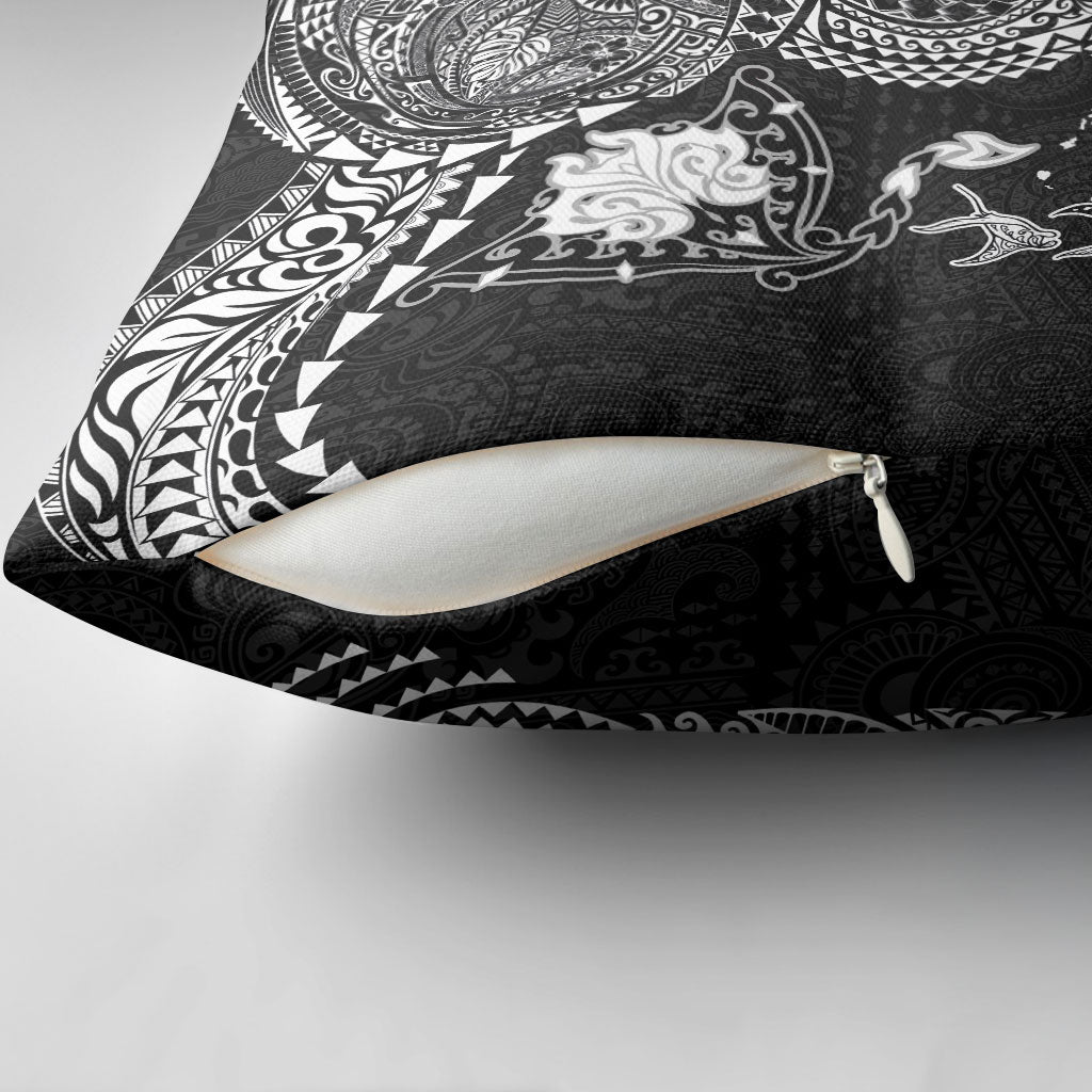 Hawaiian Manta Ray Tribal Pillow Cover Polynesian Art Motifs Black Color LT03 - Polynesian Pride