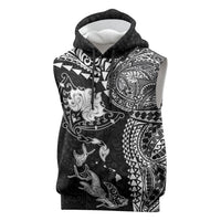 Hawaiian Manta Ray Tribal Sleeveless Hoodie Polynesian Art Motifs Black Color LT03 Black - Polynesian Pride