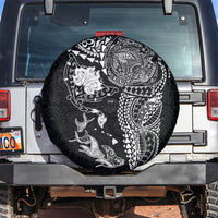 Hawaiian Manta Ray Tribal Spare Tire Cover Polynesian Art Motifs Black Color LT03 Black - Polynesian Pride