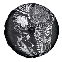 Hawaiian Manta Ray Tribal Spare Tire Cover Polynesian Art Motifs Black Color LT03 - Polynesian Pride