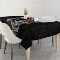 Hawaiian Manta Ray Tribal Tablecloth Polynesian Art Motifs Black Color