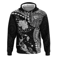 Hawaiian Manta Ray Tribal Zip Hoodie Polynesian Art Motifs Black Color LT03 Pullover Hoodie Black - Polynesian Pride