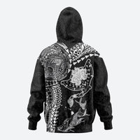 Hawaiian Manta Ray Tribal Zip Hoodie Polynesian Art Motifs Black Color LT03 - Polynesian Pride