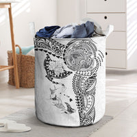 Hawaiian Manta Ray Tribal Laundry Basket Polynesian Art Motifs White Color LT03 White - Polynesian Pride