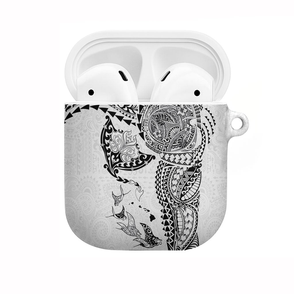 Hawaiian Manta Ray Tribal AirPods Case Polynesian Art Motifs White Color LT03 White - Polynesian Pride