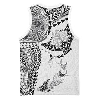 Hawaiian Manta Ray Tribal Basketball Jersey Polynesian Art Motifs White Color LT03 - Polynesian Pride