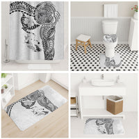 Hawaiian Manta Ray Tribal Bathroom Set Polynesian Art Motifs White Color