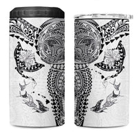 Hawaiian Manta Ray Tribal 4 in 1 Can Cooler Tumbler Polynesian Art Motifs White Color LT03 One Size: 16 oz White - Polynesian Pride