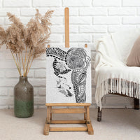 Hawaiian Manta Ray Tribal Canvas Wall Art Polynesian Art Motifs White Color