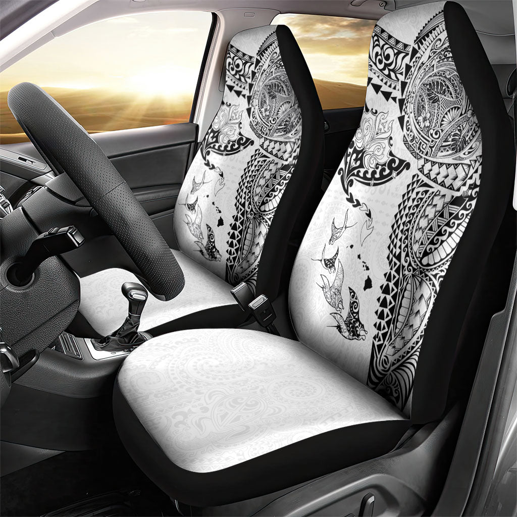 Hawaiian Manta Ray Tribal Car Seat Cover Polynesian Art Motifs White Color LT03 - Polynesian Pride