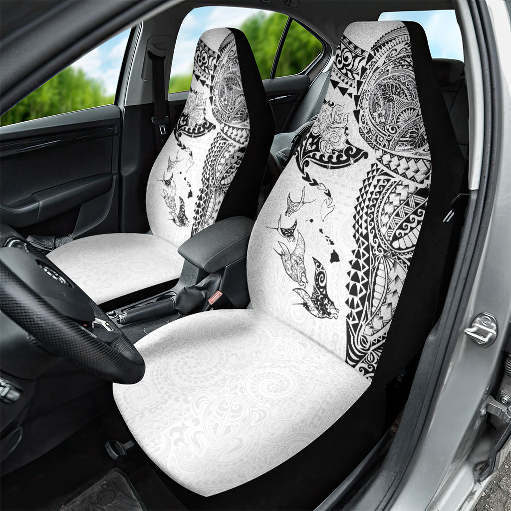 Hawaiian Manta Ray Tribal Car Seat Cover Polynesian Art Motifs White Color LT03 - Polynesian Pride