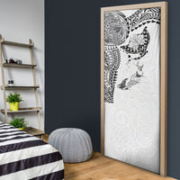Hawaiian Manta Ray Tribal Door Cover Polynesian Art Motifs White Color LT03 - Polynesian Pride