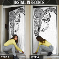 Hawaiian Manta Ray Tribal Door Cover Polynesian Art Motifs White Color LT03 - Polynesian Pride