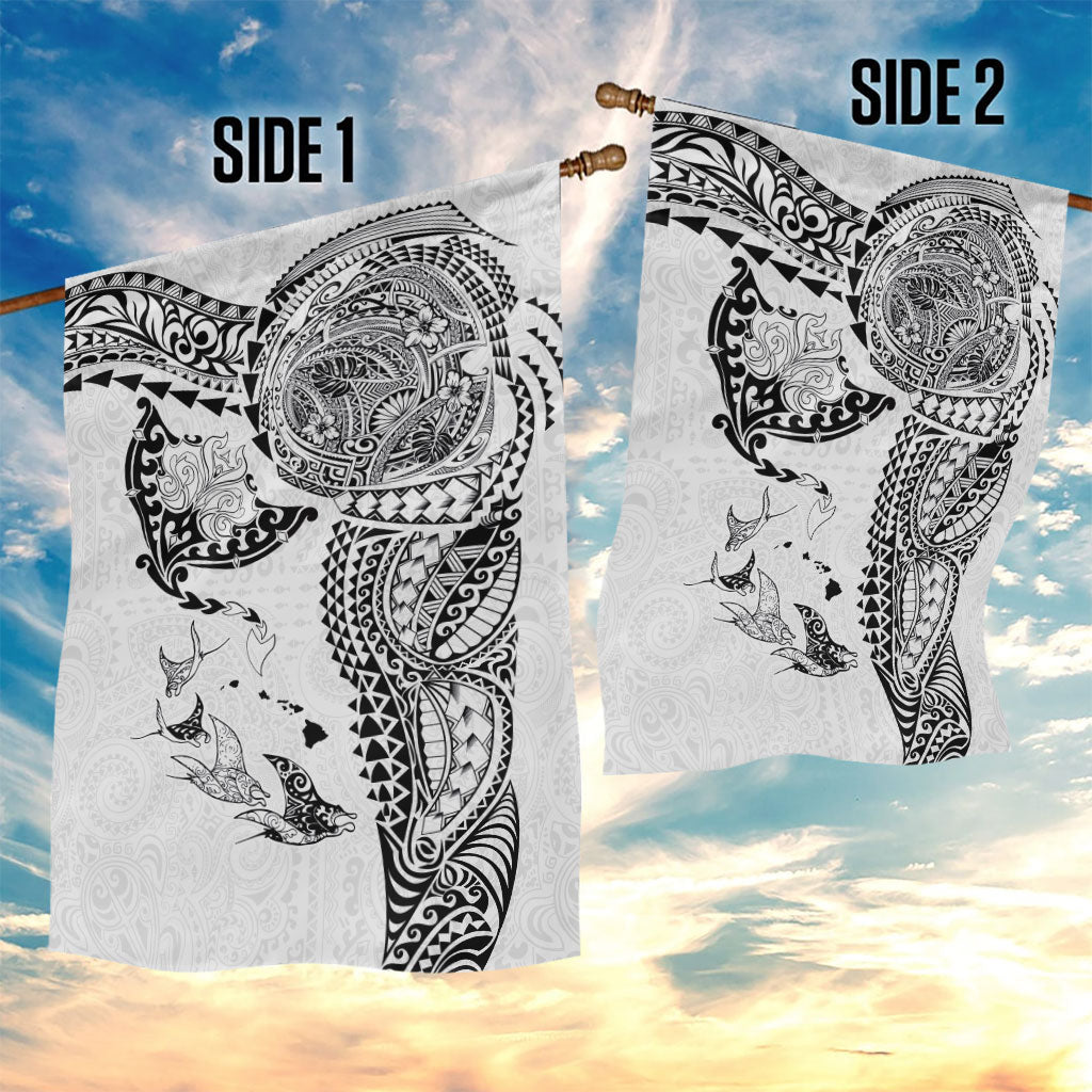 Hawaiian Manta Ray Tribal Garden Flag Polynesian Art Motifs White Color