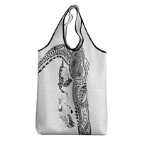 Hawaiian Manta Ray Tribal Grocery Bag Polynesian Art Motifs White Color