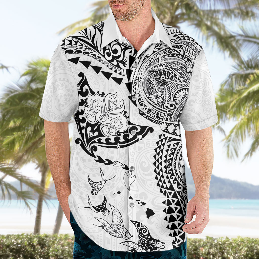 Hawaiian Manta Ray Tribal Hawaiian Shirt Polynesian Art Motifs White Color LT03 - Polynesian Pride
