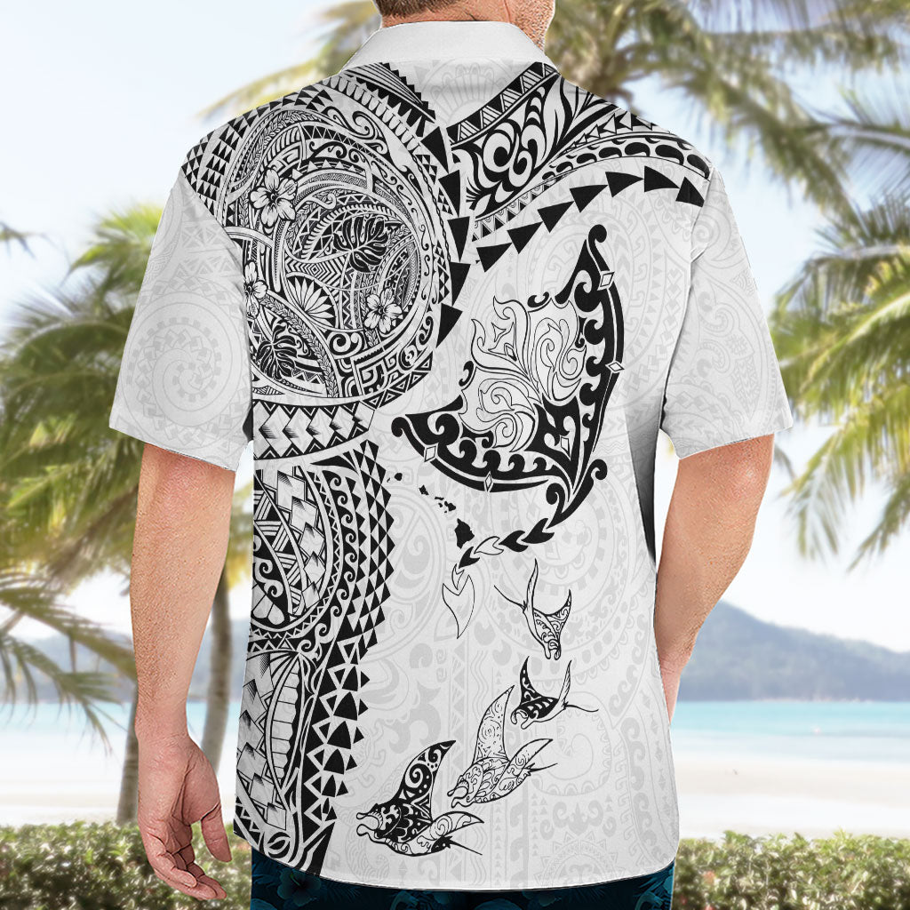 Hawaiian Manta Ray Tribal Hawaiian Shirt Polynesian Art Motifs White Color LT03 - Polynesian Pride