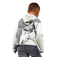 Hawaiian Manta Ray Tribal Kid Hoodie Polynesian Art Motifs White Color LT03 - Polynesian Pride