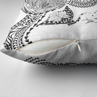 Hawaiian Manta Ray Tribal Pillow Cover Polynesian Art Motifs White Color