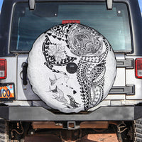 Hawaiian Manta Ray Tribal Spare Tire Cover Polynesian Art Motifs White Color LT03 White - Polynesian Pride
